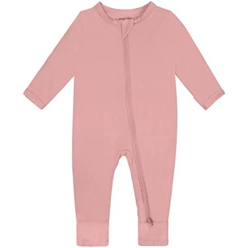 GUISBY Baby Footless Rompers, Rayon Pajamas 2 Way Zipper with Long Sleeve Sleeper