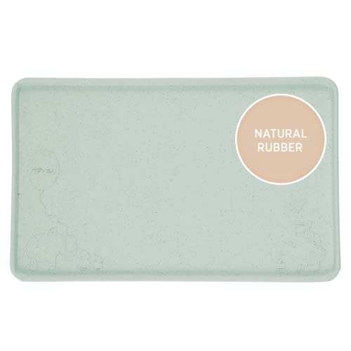 HEVEA Natural Rubber Kids Placemat - Alternative to Silicone and Plastic with Upcycled Material, Safe for Children with Fun Animal Designs and Practical Features (Mint)