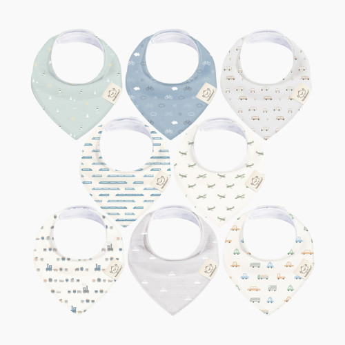 KeaBabies Organic Bandana Bibs (8 Pack) - Vessels, 8
