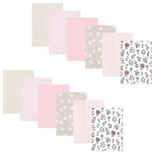 Hudson Baby Infant Girl Flannel Burp Cloth 12pk, Dandelion Wish, One Size