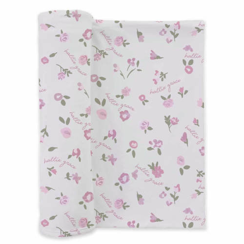 Personalized Baby Name Swaddle Blanket | Blush Blooms