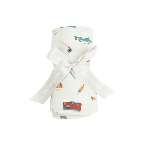 Swaddle Blanket, Green Fishing Things