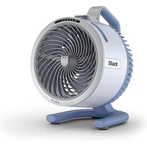 Shark FlexBreeze HydroGo Fan—Ultra-powerful portable fan with indoor + outdoor mist, Up to 70 feet of reach, corded & cordless, up to 12-hr. battery, 5 speeds, evaporative misting, Glacier, FA052BL