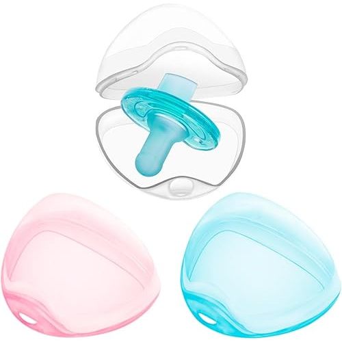 Pacifier Case (3 Pack, Clear, Blue, Pink)