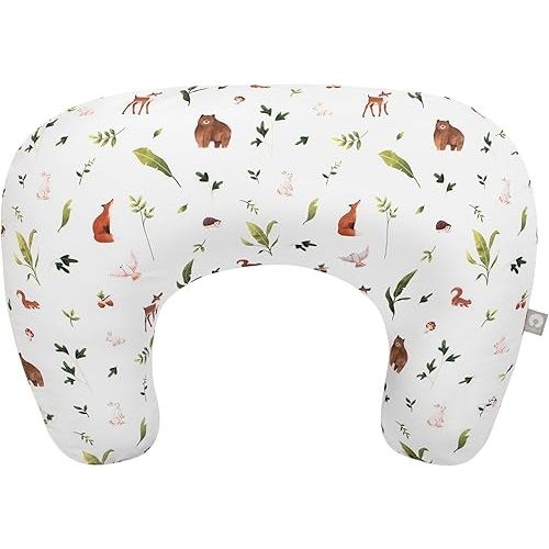 Boppy Nursing Pillow, Neutral Plants and Animals, Larger, More Supportive Pillow for Breastfeeding and Bottle Feeding, Firmer, Higher, Larger Area Than Original Nursing Pillow