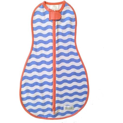 Woombie Original Baby Swaddling Blanket - Soothing, Cotton Baby Swaddle with Zipper - Wearable Newborn Blanket, Summer Waves, 5-13 lbs