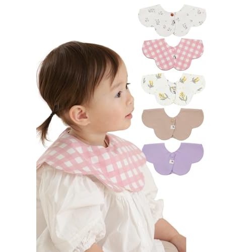 Konny Baby Bibs 5-Pack, 360 ° Rotate, Soft and Absorbent Bandana Drooling for Boys Girls baby Essentials