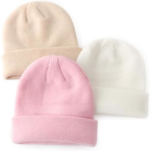 DRESHOW BQUBO 3 Pack Baby Beanies Toddler Kids Winter Hats Soft Knit Hat for Baby Boys Girls Warm Cap Beanies