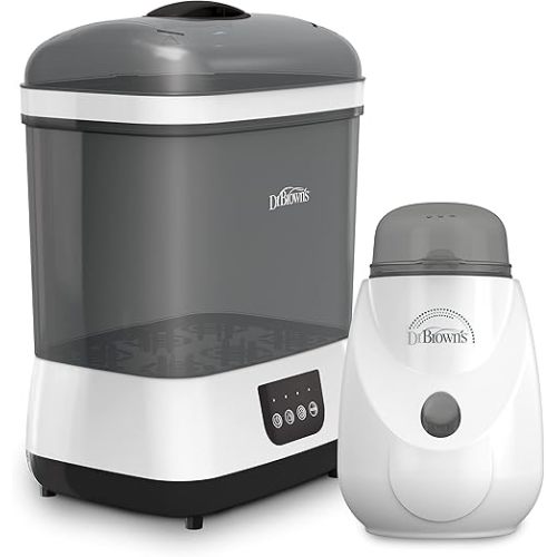 Dr. Brown's Clean Steam Baby Bottle and Pacifier Sterilizer and Dryer with Insta-Feed Bottle Warmer Combination Pack
