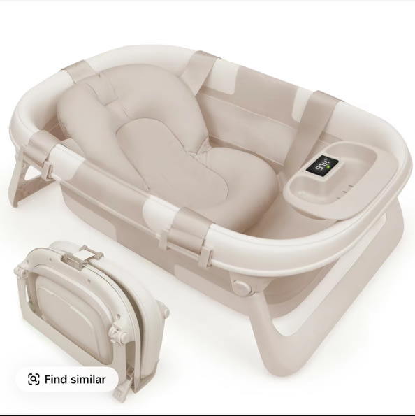 Jool Baby Fold ‘n Store Baby Bathtub – 3 Stage Collapsible Bather for Easy Storage, Portable for Travel – Built-in Thermometer - TikTok Shop