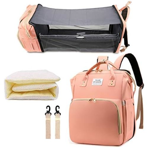 Diaper Bag Backpack with Changing Station, Nappy Baby Bags with Portable Changing Pad, 900D Waterproof Multi-Function Travel Portable Mommy Bag, Pink
