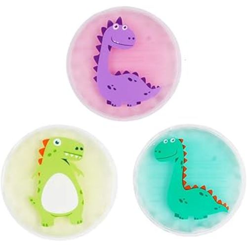 Hilph Kids Ice Packs for Boo Boos, Toddler Dinosaur Ice Pack Reusable Childrens Boo Boo Buddy Hot Cold Gel Packs for Kids Injuries, Pain Relief, Bumps & Bruises (3 Packs)