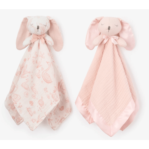 Pink "Sleepy Pals" Organic Security Blanket Set
