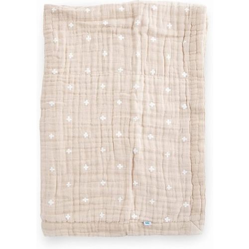 Little Unicorn Taupe Cross Cotton Muslin Quilt Receiving Blanket | 100% Cotton | Super Soft | Babies and Toddlers | 30” x 40” | Machine Washable