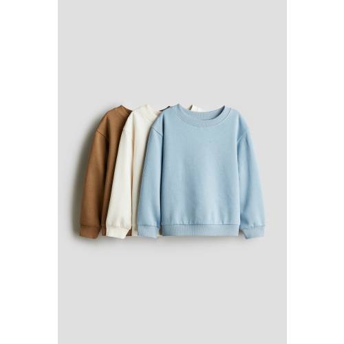 3-PACK SWEATSHIRTS, Blue/Brown/White - size 3/4T (2-4Y)