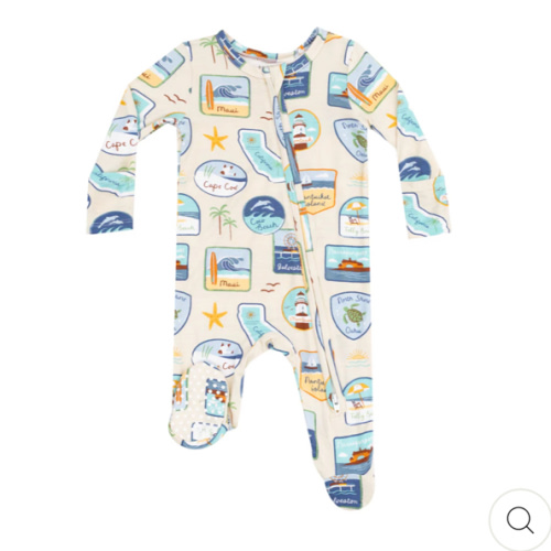 2 Way Zipper Footie - Beach Patches – Angel Dear