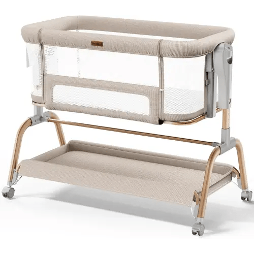 NeoBorn 3 in 1 Baby Bassinet, Bedside Bassinet for Baby, Rocking Bassinet with Breathable Full-Mesh, Mattress and Soft Sheet, Adjustable Height, Stable and Secure Crib for Newborns