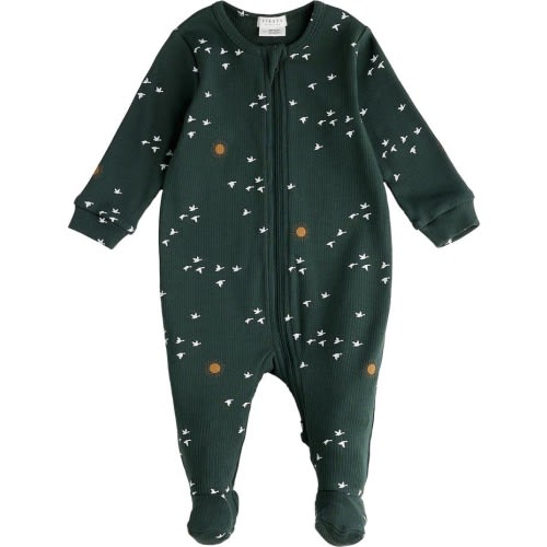 Baby Print One Piece Organic Cotton Rib Footie Pajamas, 3M, Turquoise