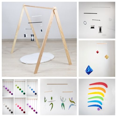 Set of 5 X Montessori Mobile With Sturdy Gym / Holder Munari, Gobbi, Dancers, Octahedron, Rainbow, Nursery Hanging Mobile, Giostrine - Etsy