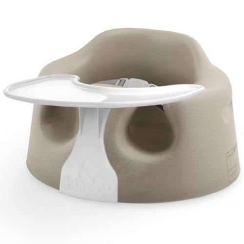 Bumbo Baby Infant Children Toddler Soft Foam Floor Seat With 3-point Adjustable Harness And Eating And Play Top Tray Attachment, Taupe