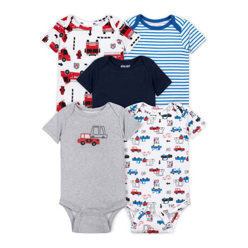 Little Star Organic Baby Boy 5Pk Short Sleeve Bodysuits - Organic Cotton