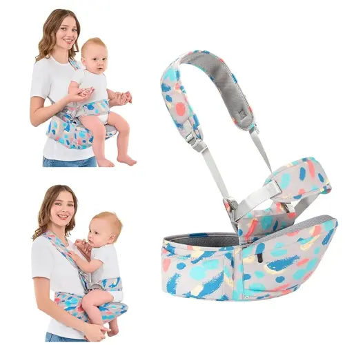 Baby Hip Seat Carrier Baby Waist Stool for Child Infant Toddler with Adjustable Strap Buckle Pocket Soft Inner Huge Storage,Light Grey