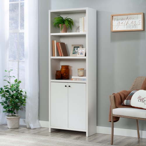 Mainstays Westley 5 Shelf Bookcase with Doors, White Finish