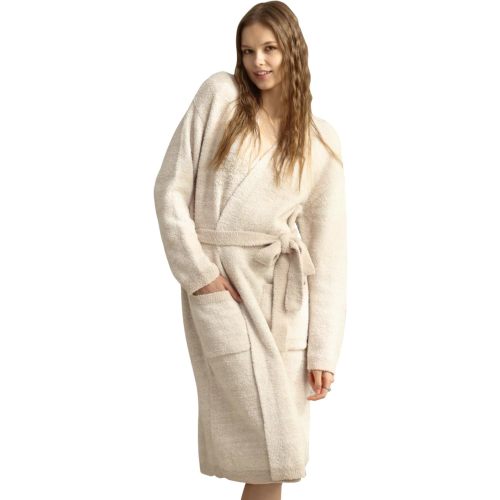 Ultra Soft Robe With Pockets, Spa Bathrobe Loungewear Calf-Length, Plush Fuzzy Fluffy Wrap Robe for Women