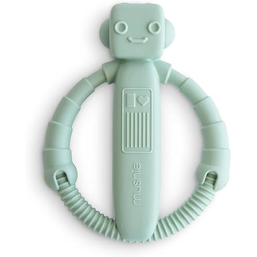 mushie Silicone Baby Robot Rattle Teether Toy