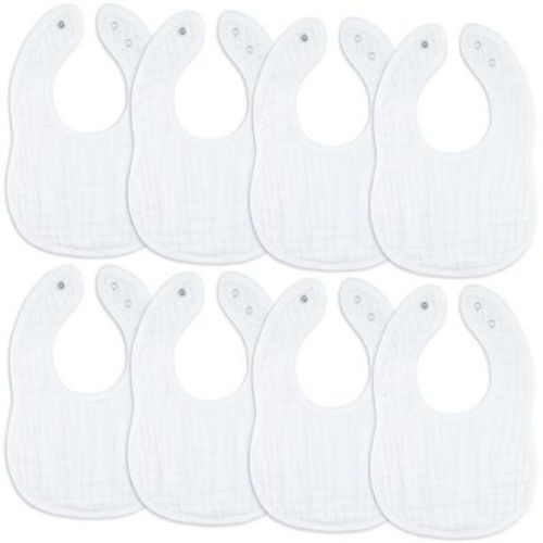 Muslin Cotton Baby Bibs, 8 Pack, Adjustable Size With Easy Snaps, Soft And Super Absorbent, Washable And Reusable By Comfy Cubs - Sand
