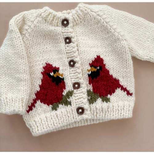 Cardinal Cardigan, Cream/Red - The Blueberry Hill | Maisonette