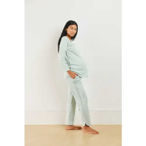 LAKE | Women | Pima Cotton Pajamas | Hydrangea Maternity Long Long Set