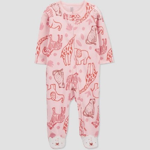 Carter's Just One You® Baby Girls' Safari Interlock One piece Pajama - Pink, Size: 0-3M