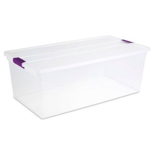 Sterilite 110qt Clear View Storage Bin With Latch Purple