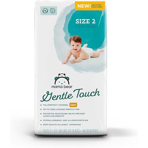 Amazon Brand - Mama Bear Gentle Touch Diapers, Size 2, 46 Count