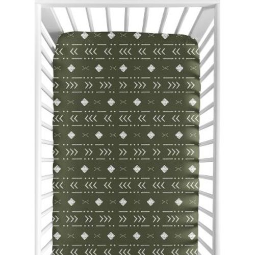 Sweet Jojo Designs Boy or Girl Gender Neutral Unisex Baby Fitted Crib Sheet Boho Geometric Green and White