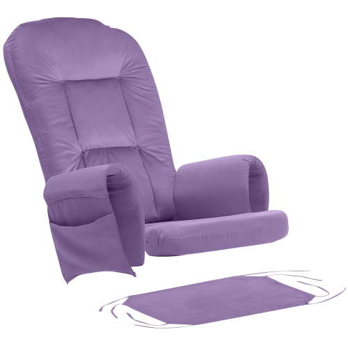 NNYYS 5PCS Velvet Glider Rocker Replacement Cushions with Ottoman Cover Soft Thicken Rocking Chair Cushion Set for Indoor Nursery Glider Rocking Chair,Purple