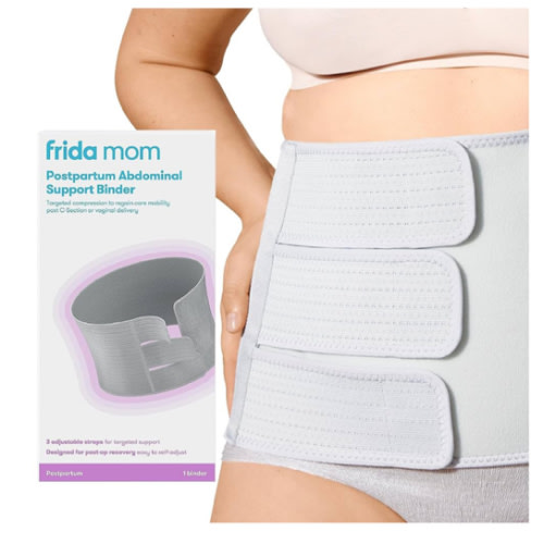 Frida Mom Belly Binder, Postpartum Essentials for Natural and C-Section Recovery, Adjustable Compression Wrap, After Birth Brace, Abdominal Band, 9" High