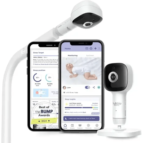 Hubble Connected SkyVision AI-Enhanced HD Smart Baby Monitor - 1 Camera, Mounts, Smart Rollover & Cry Detection, AI Sleep Report, 2-Way Talk, Night Vision, Nightlight & Sounds, Baby-Centric App