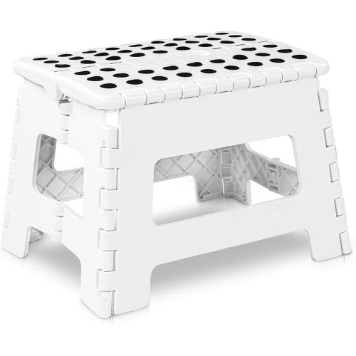 Utopia Home Folding Step Stool - (Pack of 1) Foot Stool with 9 Inch Height - Holds Up to 300 lbs - Lightweight Plastic Foldable Step Stool for Kids, Kitchen, Bathroom & Living Room (White)