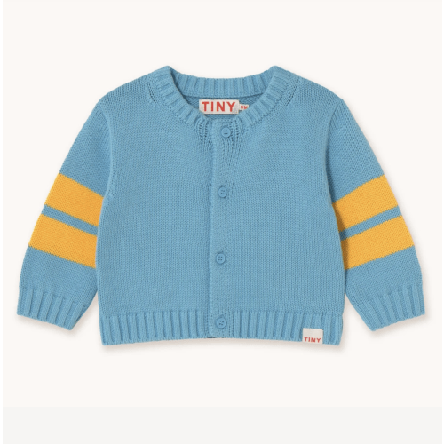 Stripes Baby Cardigan | Dusty Blue | TINY COTTONS | 3M