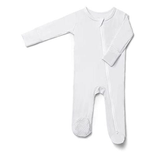 SnuggleFlex Baby Footed Pajamas with Mitten Cuffs - Buttery Soft Baby Sleeper Two-Way Zip Front, Footies for Baby Boy Girls