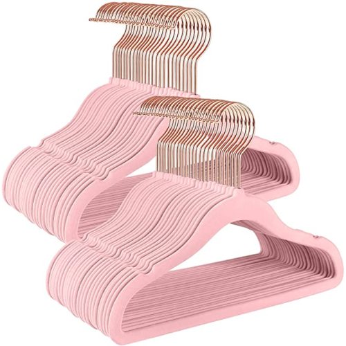 TIMMY Velvet Hangers with Clips Non Slip Clothes Hangers Ultra Thin Pants Hangers Skirt Hangers