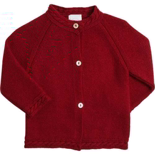 Pepa London Contrast Trim 3-Buttoned Cardigan Burgundy 9M