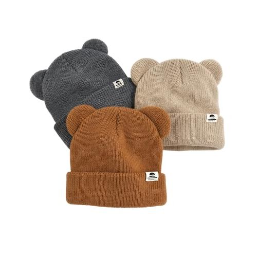 FURTALK Baby Beanie Winter Hat with Bear Ear for Infant Toddler Boys Girls Soft Knitted Skull Cap