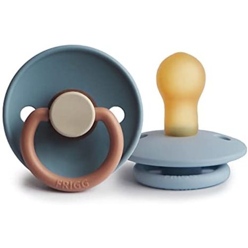 FRIGG Natural Rubber Baby Pacifier | Made in Denmark | BPA-Free (Breeze/Baby Blue, 0-6 Months)