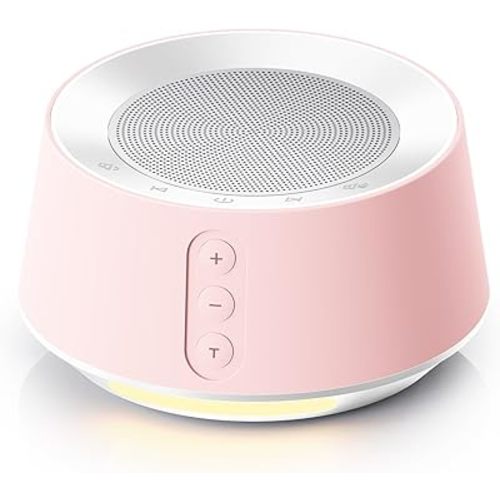 BGOVERSS White Noise Machine with 14 Soothing Sounds and 10 Levels Night Light for Sleeping, 5 Timers and Memory Feature - Plug in Sound Machine for Nursery, Baby, Kids, Adults, Pink