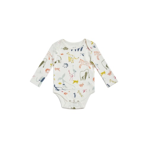 Into the Wild Long Sleeve Organic Cotton Bodysuit, 6-12M