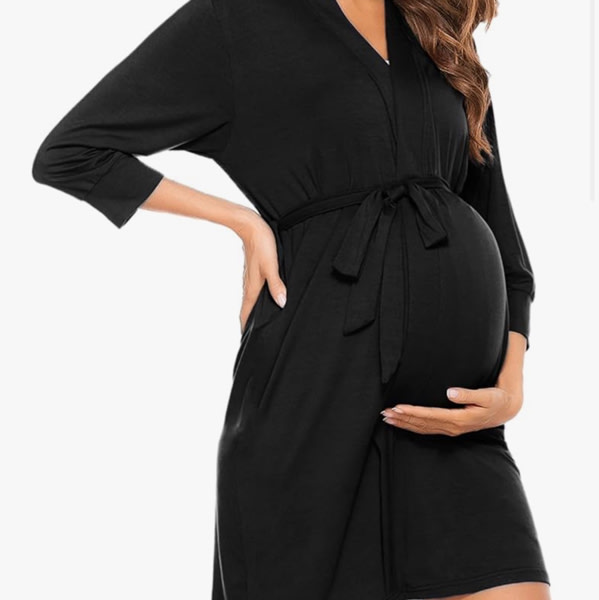 SWOMOG Women's Maternity Nursing Robe Pregnancy Breastfeeding Bathrobes 3 in 1 Labor Delivery Nightgown