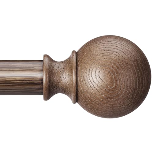 BRIOFOX Walnut Wood Curtain Rods for Windows 28 to 48 Inch(2.3-4ft)- 1'' Diameter Heavy Duty Curtain Rods with Imitation Wood Grain Pattern Finials,Adjustable Decorative Curtain Rods Set,28-48''
